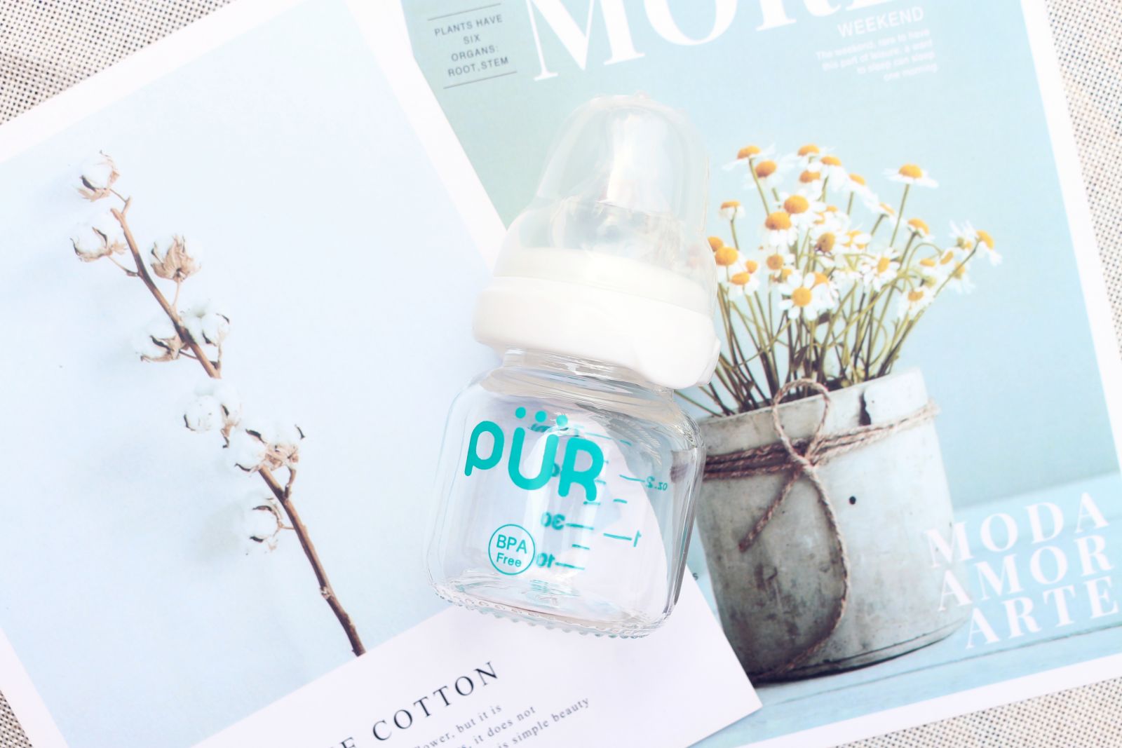 pur glass feeding bottle