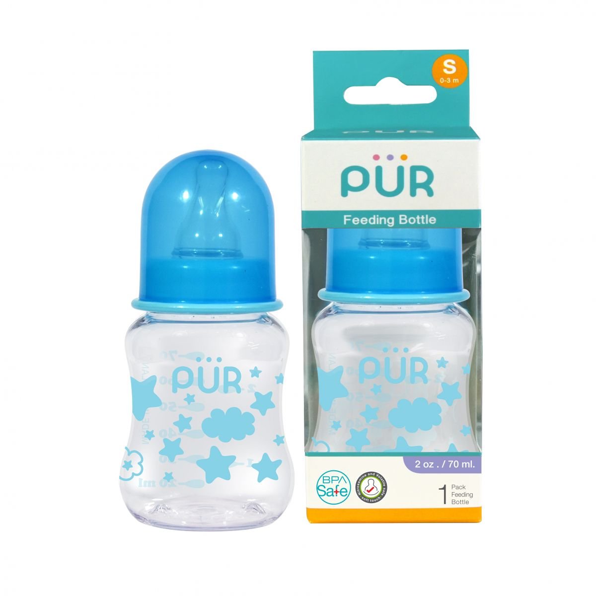Pur (1900-Blue) Feeding Bottle 2oz.70ml.