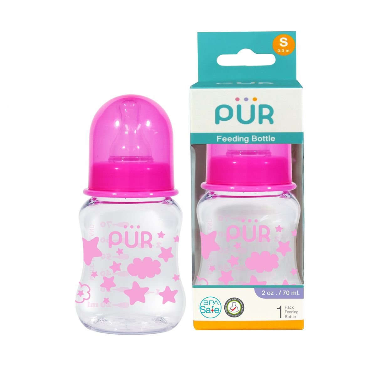 Pur (1900-Pink) Feeding Bottle 2oz.70ml.