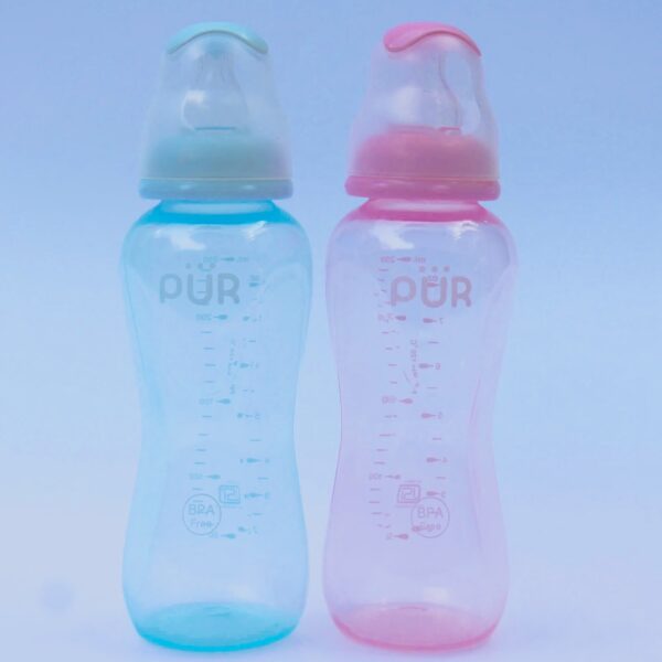 PUR Advanced Slim Neck Feeding Bottle 8oz./250ml. - (1802 Pink / Blue)